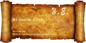 Wilhelm Elek névjegykártya